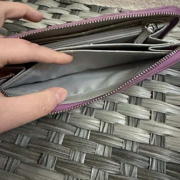 Coach Purple Leather Zip Around Wallet Wristlet - Picture 14 of 15
